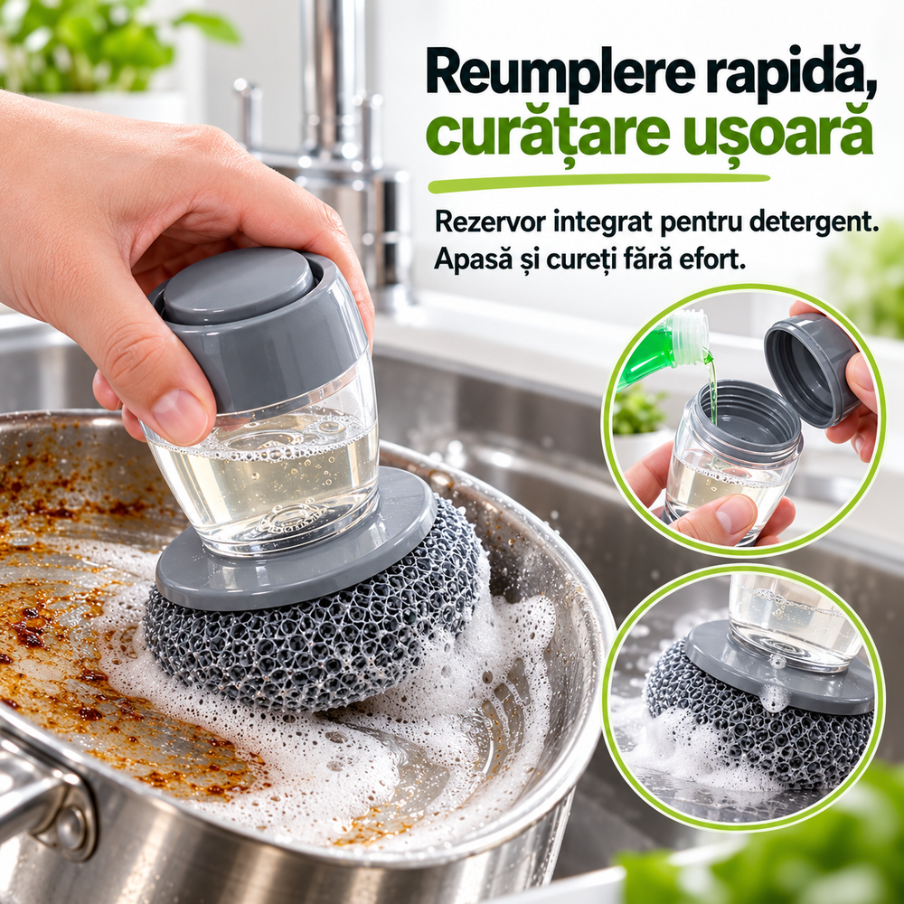 CleanPress – Burete de Vase cu Dozator Integrat